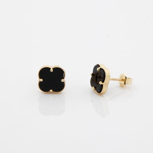 BLACK ONYX CLOVER STUD