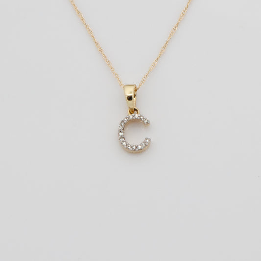NATURAL DIAMOND INITIAL NECKLACE