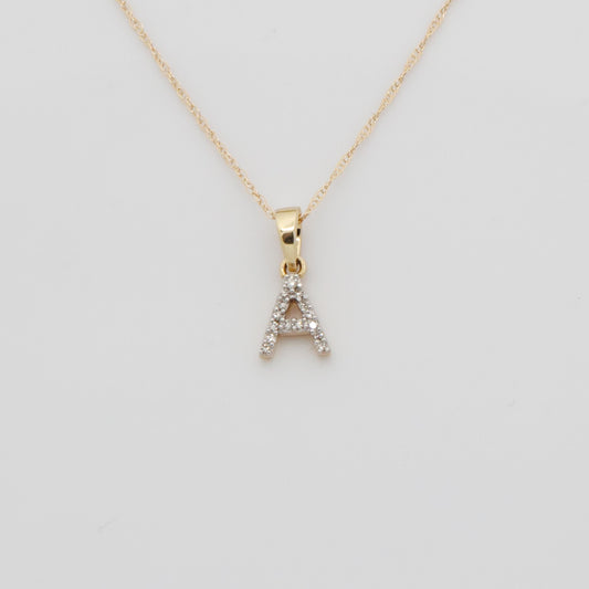 NATURAL DIAMOND INITIAL NECKLACE