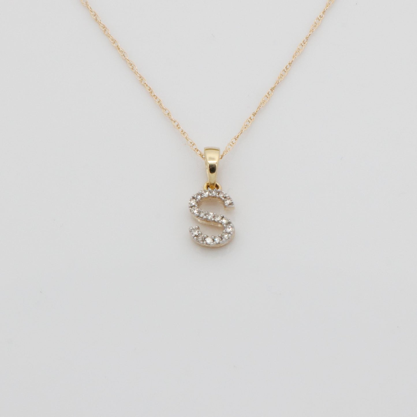 NATURAL DIAMOND INITIAL NECKLACE