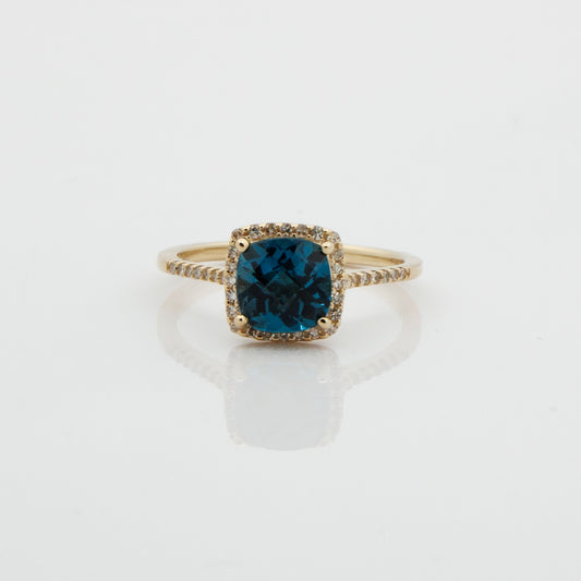 BLUE TOPAZ AND DIAMONDS