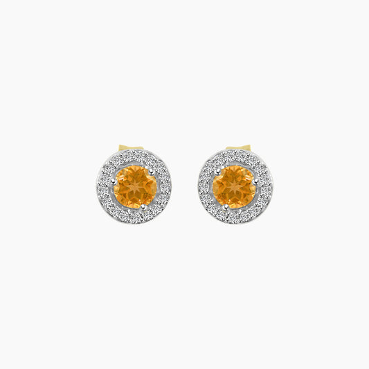 DIAMOND AND CITRINE STUDS