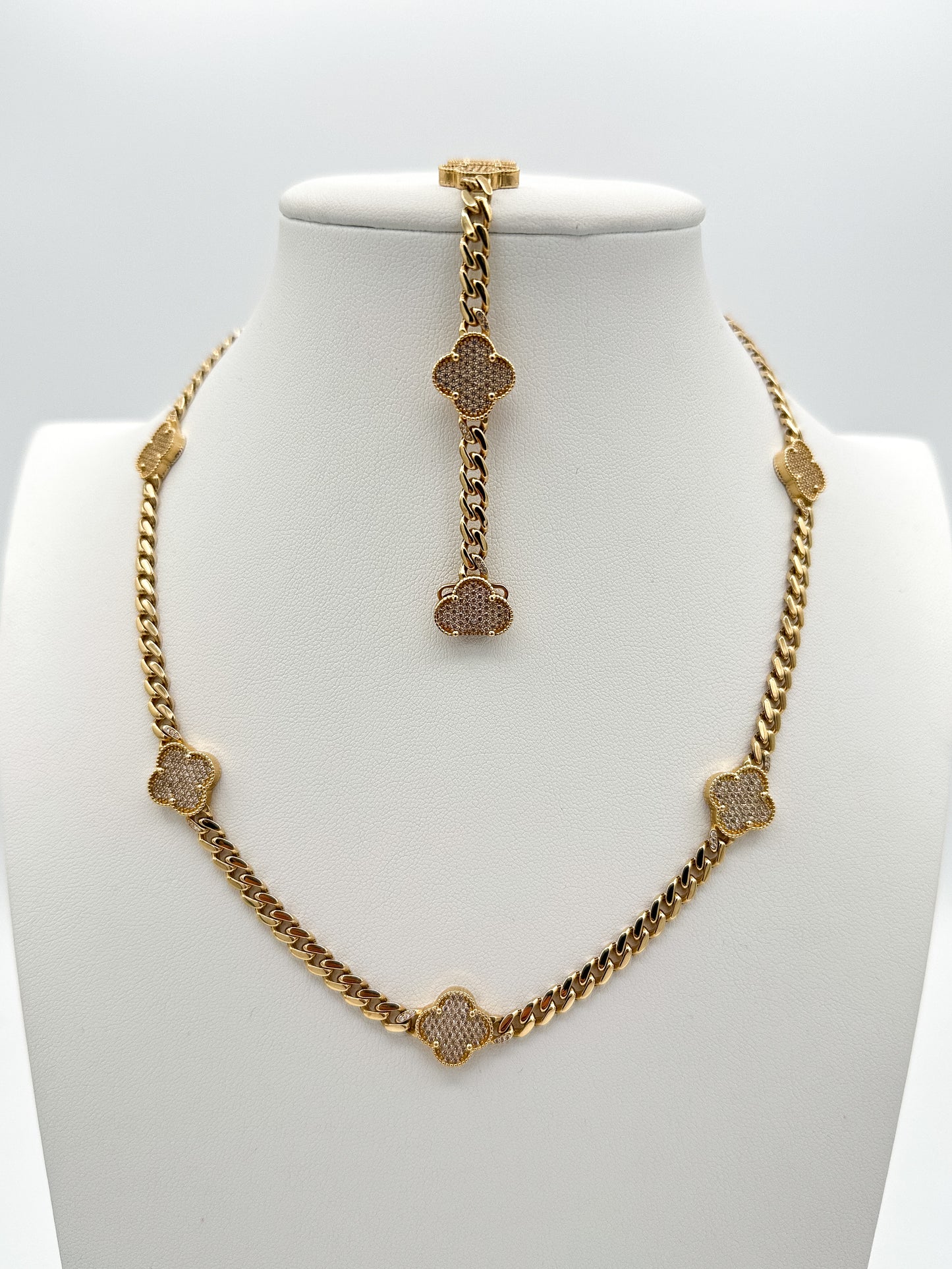 CUBAN LINK CLOVER SET