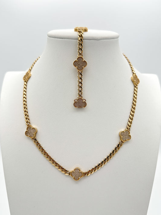 CUBAN LINK CLOVER SET